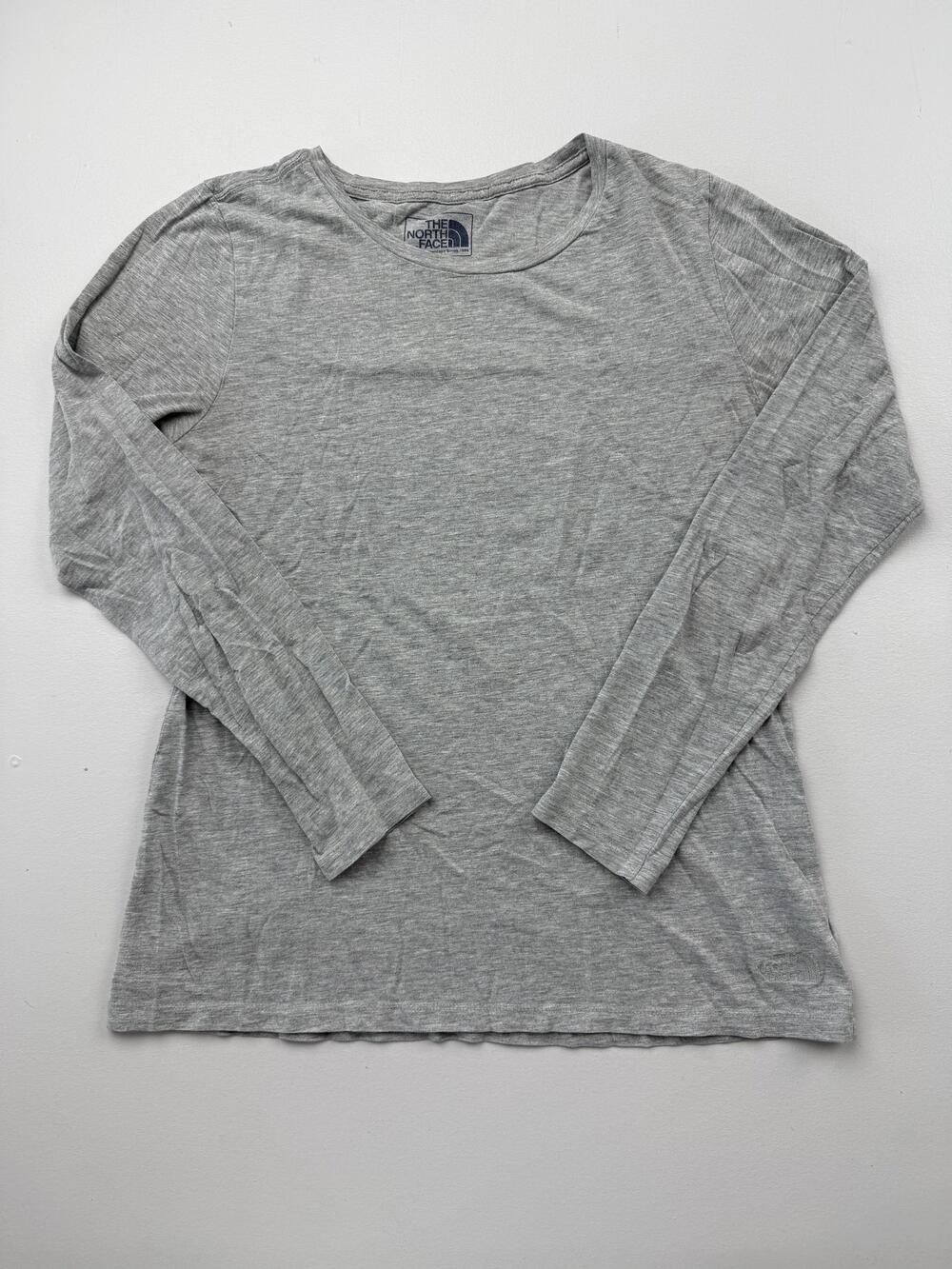 The North Face Shirt Womens L Gray Crew Neck Long Sleeve Embroidered Jersey Top